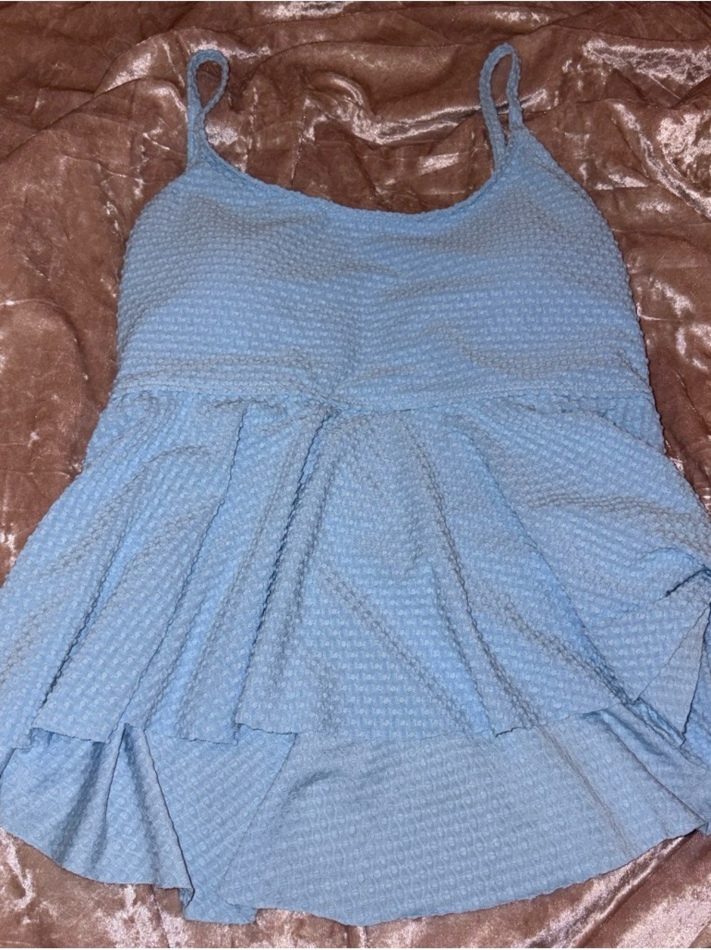 Light Blue Textured Women’s Swim Top SMALL